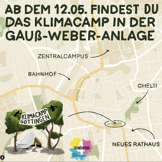 Spürt ihr diesen aktivistischen Wind, der über #Göttingen weht? 
Das kann nur eines bedeuten. Das Klimacamp erhebt sich aus der Winterpause! Vom 12.- 29.05 findet ihr das neue Camp beim ... "ahh wie letztes Jahr" ⛺️🎪🪧
Alle Infos klimacampgoettingen.noblogs.org und bald hier