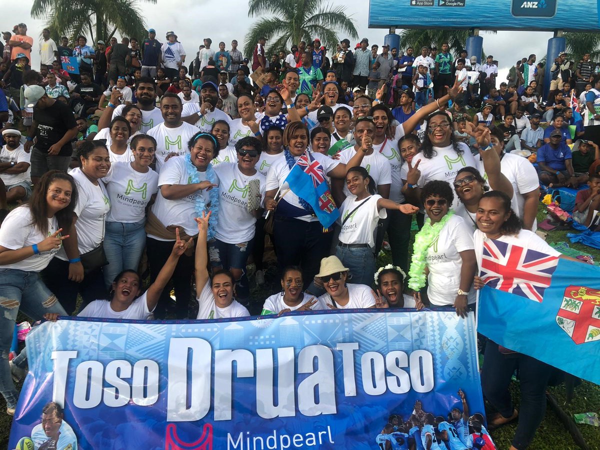 MindpearlGroup's tweet photo. With a full ANZ stadium, Mindpearl was delighted support the Drua with over 40 of our staff members. The energy was great during this first Super Rugby match in Suva. We'll continue to supporting the #FijianDrua and we hope to join more upcoming games! #TosoDrua #DruaNation https://t.co/IxGTTxqkcx