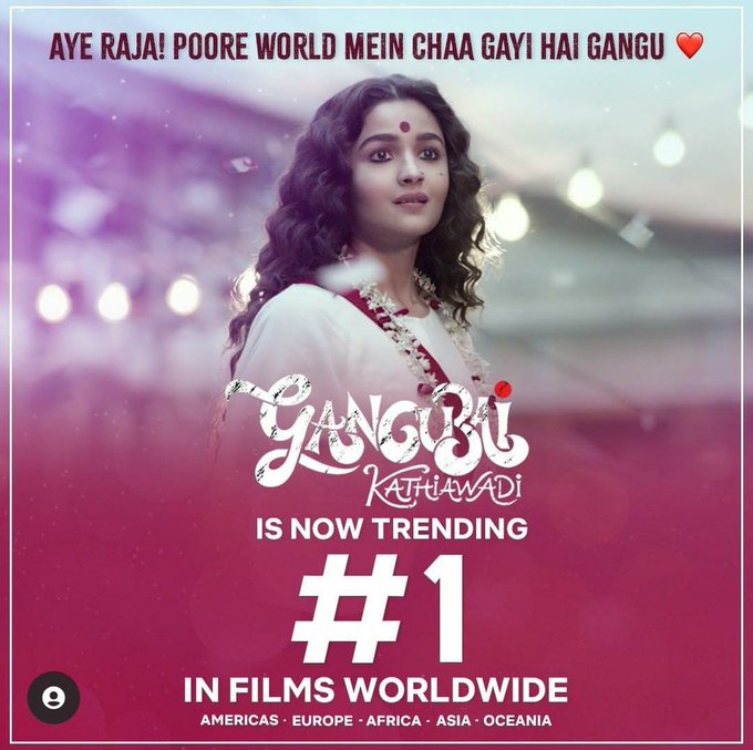 AliaCluster's tweet photo. #GangubaiKathiawadi is the biggest non-english film on Netflix currently and is top 10 in 25 countries! You deserve a raise my girl @aliaa08 ♡

• #aliabhatt #alianators  #GangubaiKathiawadiOnNetflix • https://t.co/vZ9He1Bq4p