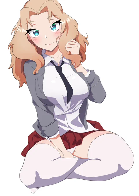 あぐらかいてるガルパンのケイ 
