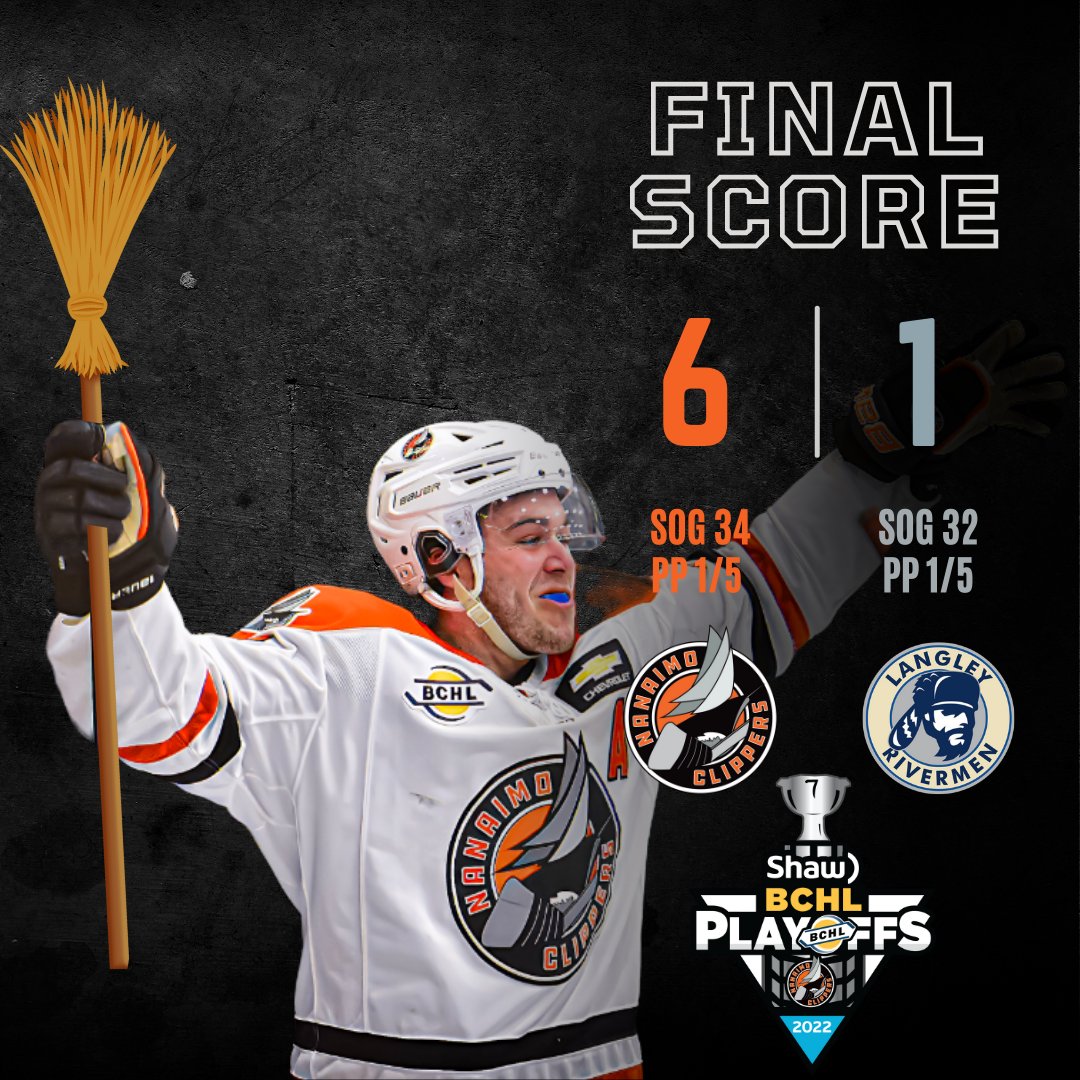 Final Score for the end of Round 3: 6-1 ⛵🚨

SOG
⛵34
🌊32

PP
⛵1/5
🌊1/5

It’s official, we’re heading to the Fred Page Cup for the Shaw BCHL Playoff Final! Stay tuned for more scheduling information.

#BCHL #BCHLPlayoffs