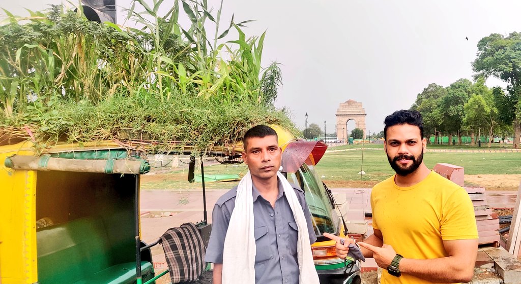 anuj_413's tweet photo. Have you seen this moving garden auto in Delhi.? 
"Mahender ji" (auto driver) creates vegitable garden on roof.
Listen to his conversion on 93.5 Red fm with @rjraunac 
#beattheheat #Delhiauto #Delhisummer   #viralauto #pollutionfreeride @RedFMIndia @935redfm https://t.co/4McQaVtA01