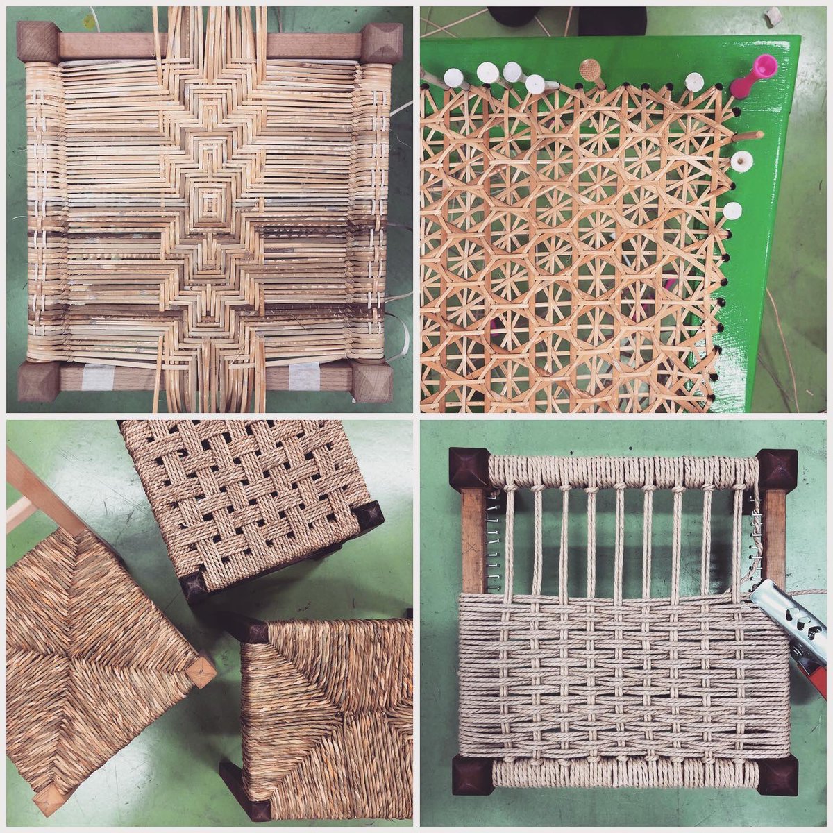 south_rachael's tweet photo. What a great few days teaching all types of seat weaving @westdeancollege students tried a whole range of techniques with wonderful results!! #chaircaning #rushseating #seagrass #papercord #closecaning #openskeinweaving #basketmakersassociation #rattan #rush #paper #seatweaving https://t.co/e9aciyEhVA