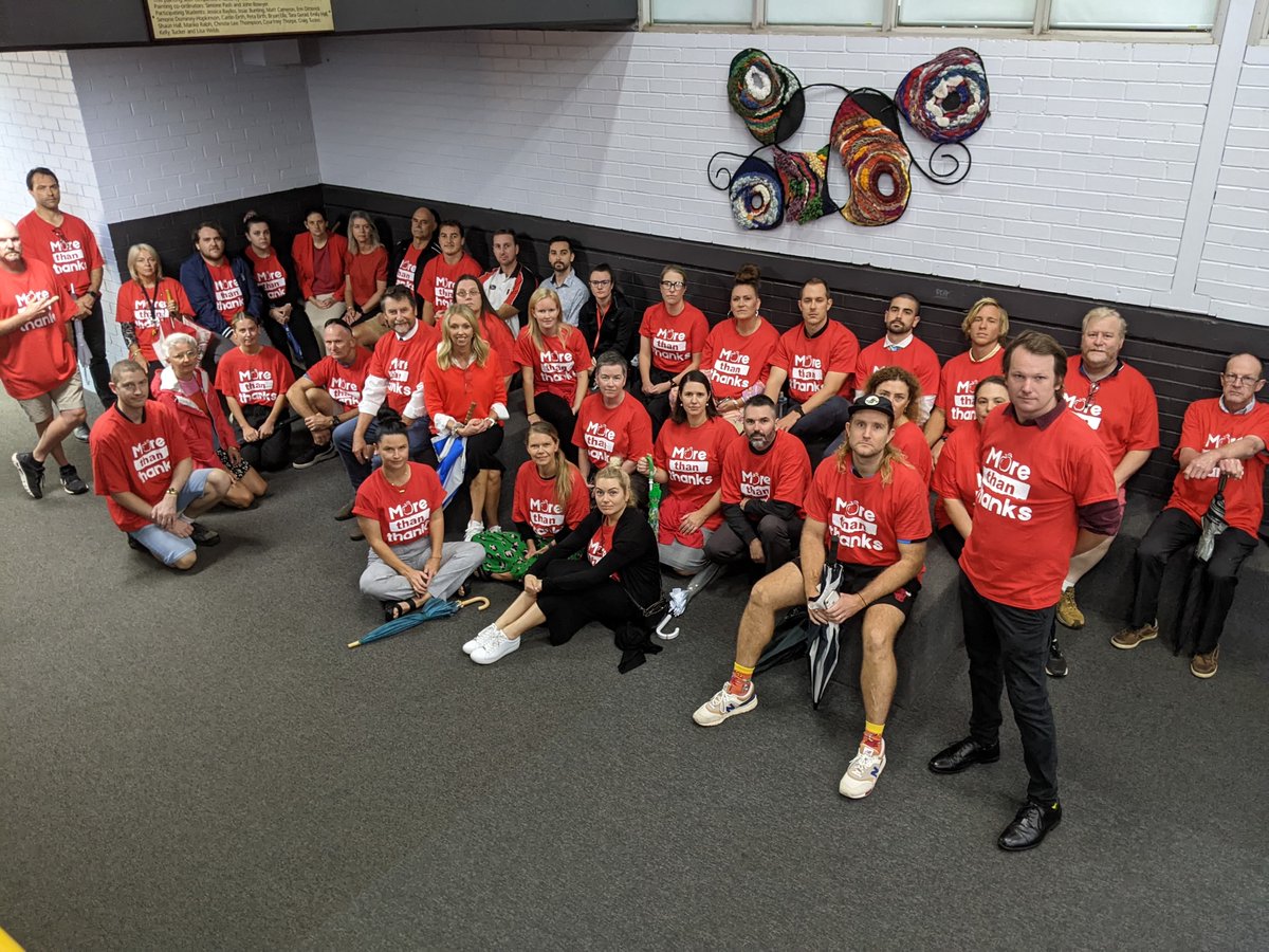 Members at Terrigal High School walked out today when the Education Minister, <a href="/smitchellmlc/">Sarah Mitchell</a>, walked in. Members remained outside for the duration of her visit, sending a strong message that they deserve #MoreThanThanks