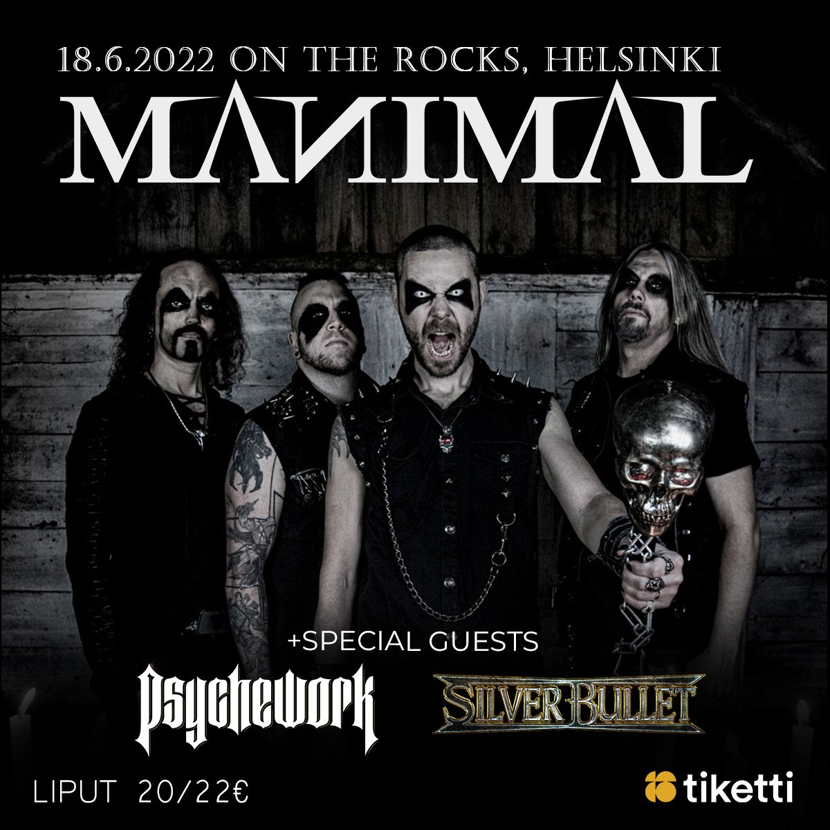 Silverbulletoff's tweet photo. Bulletheads!💥 We are happy to announce that we are joining Manimal and Psychework for a really special night at On The Rocks!

@ontherocksklubi
@ReaperEntertain

#silverbullet #manimal #psychework #ontherocks #heavymetal #powermetal #symphonicmetal #jointhecult #bulletheads https://t.co/lxTLY56uBM