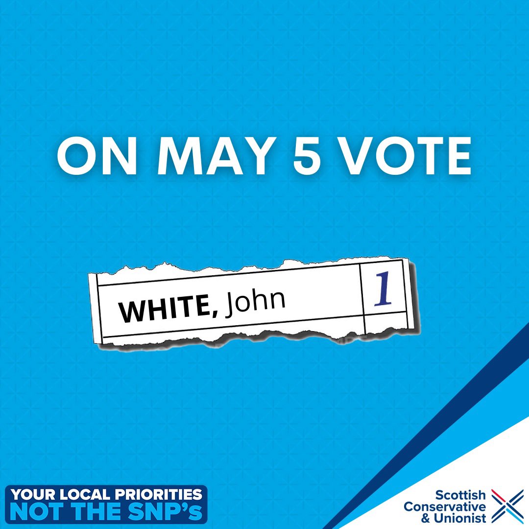 TODAY IS POLLING DAY
POLLS OPEN 7am - 10pm

If you want local action on local issues, and to #CleanUpGlasgow - place a 1 next @ScotTories today.