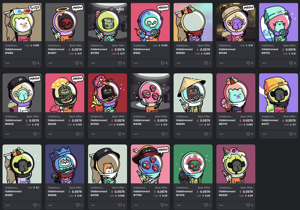 AnpanMorie's tweet photo. Really impressed with @oddstronauts - very cool and refreshing art. Haven't seen anything like it. +100 animated frames for each trait.  Congrats on the mint out and organic growth! #oddstronauts https://t.co/Vicc27OoN4