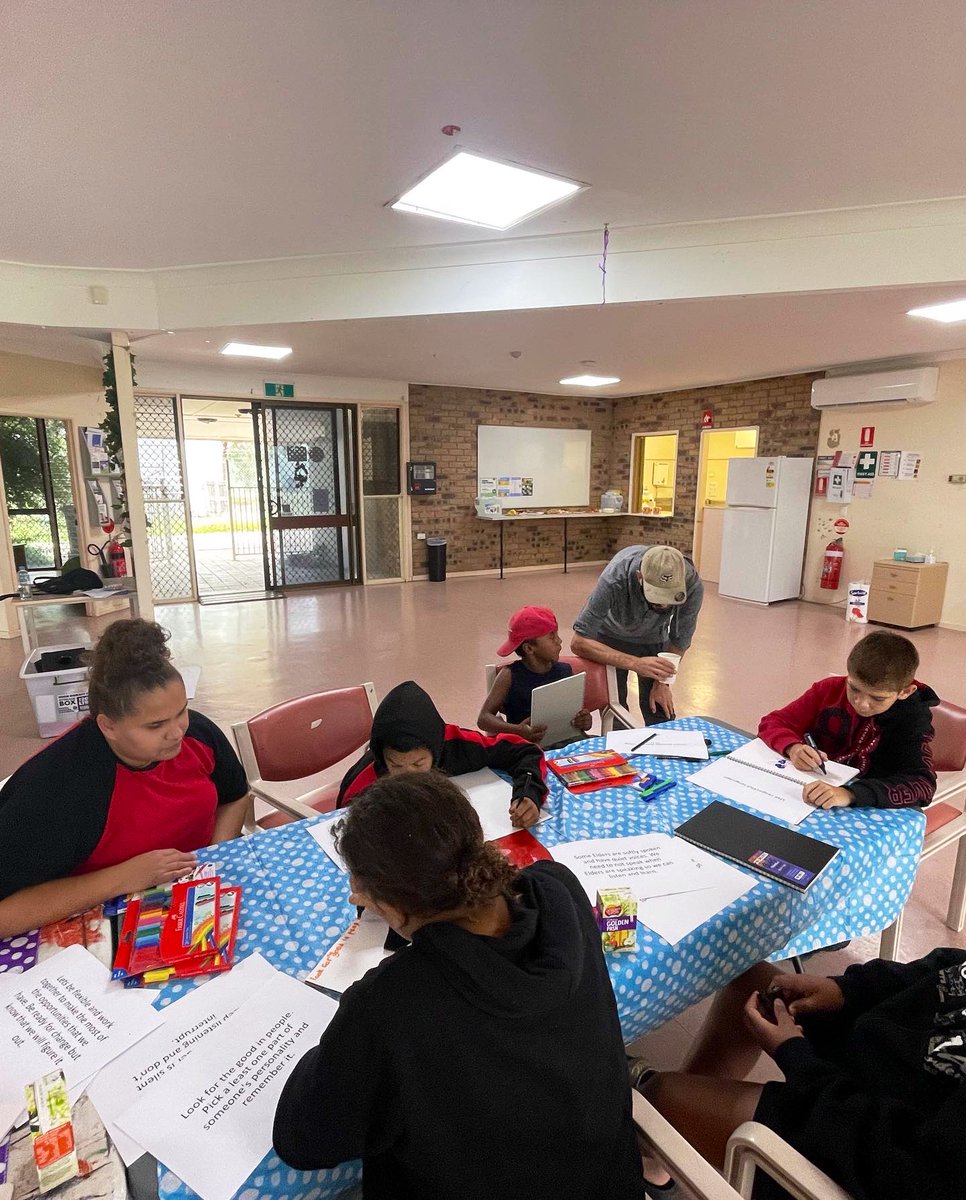 Walgett_Youth's tweet photo. And that’s a wrap on Day 3! Today we made posters to about how to take care of Elders, and we showed Uncle Lewis over lunch. We also brainstormed ideas for our Walgett Kids Mural that @MollyDHunt is helping us with. We’ll need the whole community’s support to bring it to life ☀️ https://t.co/XK4TZaa8gG