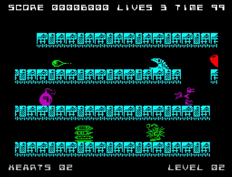 Thursday's #retrogaming on the #ZXSpectrum #Slug #AlternativeSoftware,  you are a bouncing slug off to collect hearts to rescue your girlfriend. I do like a nice plausible plot. It's a game that you'll either love or hate, but if you love it ,beware it can get addictive!