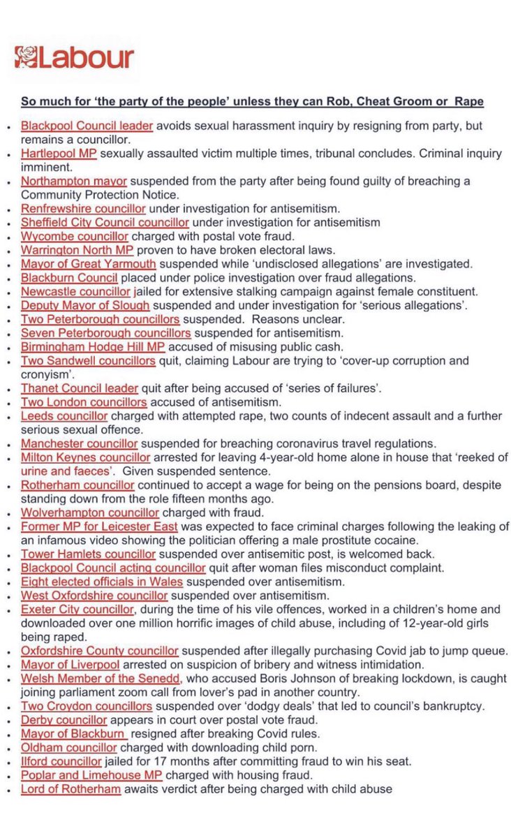 SteveSheasby's tweet photo. @AngelaRayner #gashgate #beergate #durhampartygate #Criminals #Grooming #acidattack just a few reasons not to vote labour. Get your Council tax lowered by Voting @Conservatives https://t.co/smp6Ok6del
