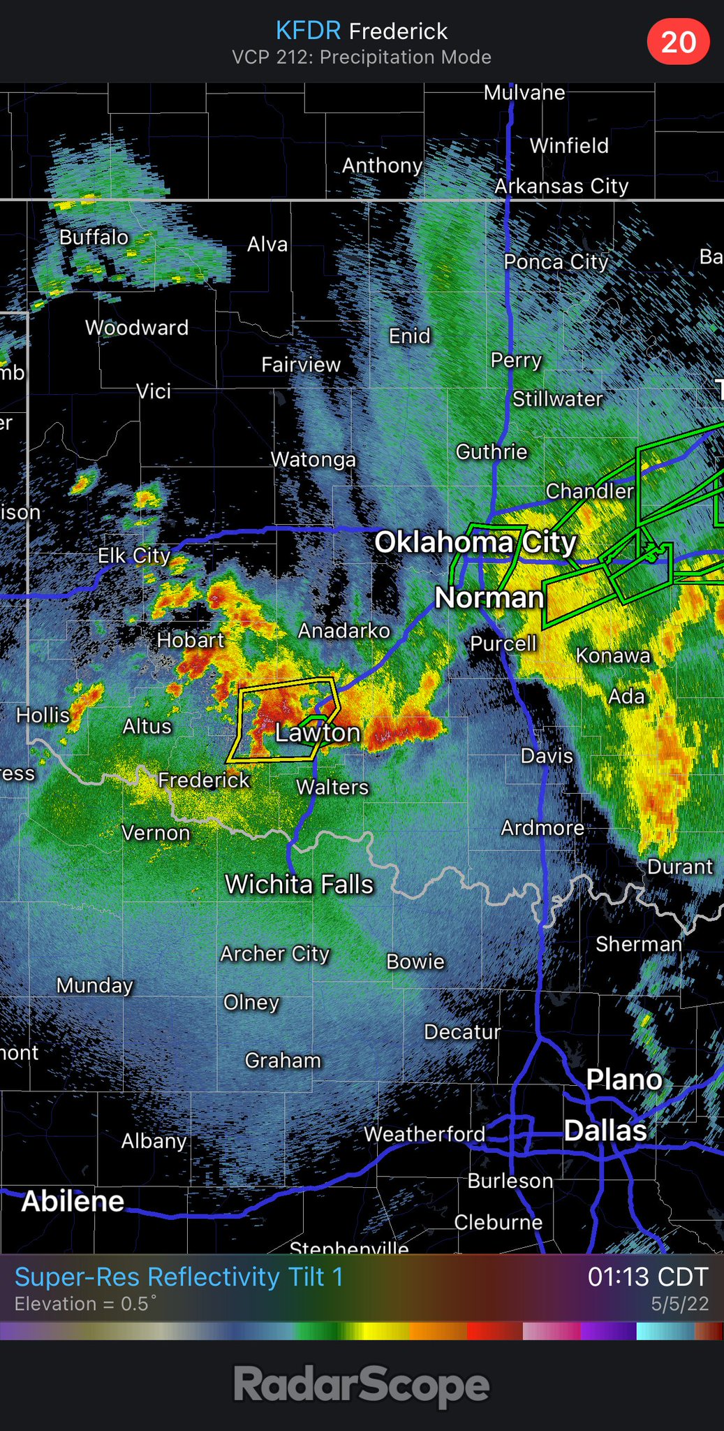 NWS Norman on Twitter "116am Continuing to watch storms across Oklahoma. Main concern is the