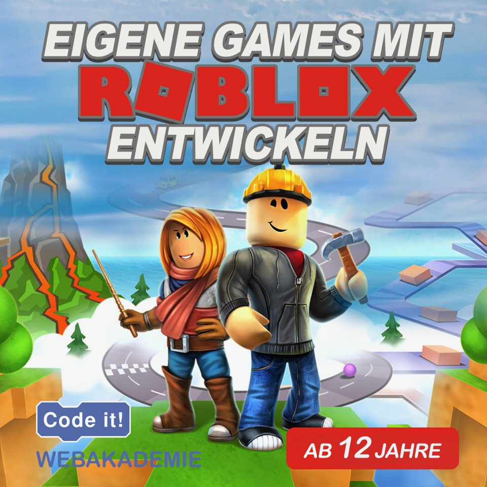 Code it! (@_code_it_) on Twitter photo Eure Kinder sind im #Roblox Fieber? 
Dann haben wir etwas für Euch: 
in unserem Kurs "Games mit Roblox entwickeln" geben wir einen Einstieg in die Grundlagen des Programmierens mit Roblox. 
Infos und Anmeldung: code-it-studio.de/webakademie-on… Eure Kinder sind im #Roblox Fieber? 
Dann haben wir etwas für Euch: 
in unserem Kurs "Games mit Roblox entwickeln" geben wir einen Einstieg in die Grundlagen des Programmierens mit Roblox. 
Infos und Anmeldung: code-it-studio.de/webakademie-on…