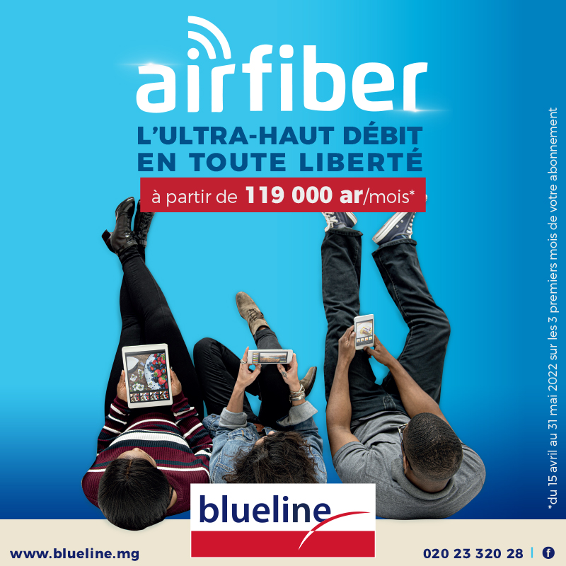 blueline_MG's tweet photo. Airfiber, l'ultra-haut débit en toute liberté

📣 Du 15 avril au 31 mai, pour toute nouvelle souscription Airfiber, les 3 premiers mois à seulement 119.000 AR/mois avec un débit allant jusqu'à 8Mbps 

🛒 Voir conditions dans les Blueline Stores https://t.co/GDAuoPZIJg https://t.co/yyf9EPyLDf