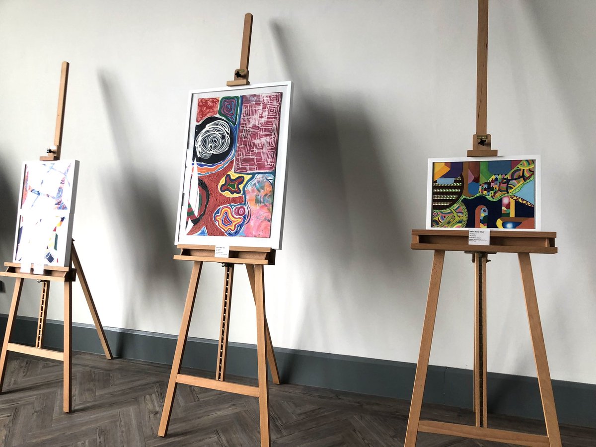MaidaValeArt's tweet photo. #MaidaValeSchool #MaidaValeArt #MaidaValeFacilities A small exhibition of #Art produced by year 7-10 pupils in the dance studio.  #ModrocMasks #AbstractPaintings #Polyprints #GridPortraits. MVS is a creative school with fantastic facilities and opportunities. https://t.co/WxAXU52H0m