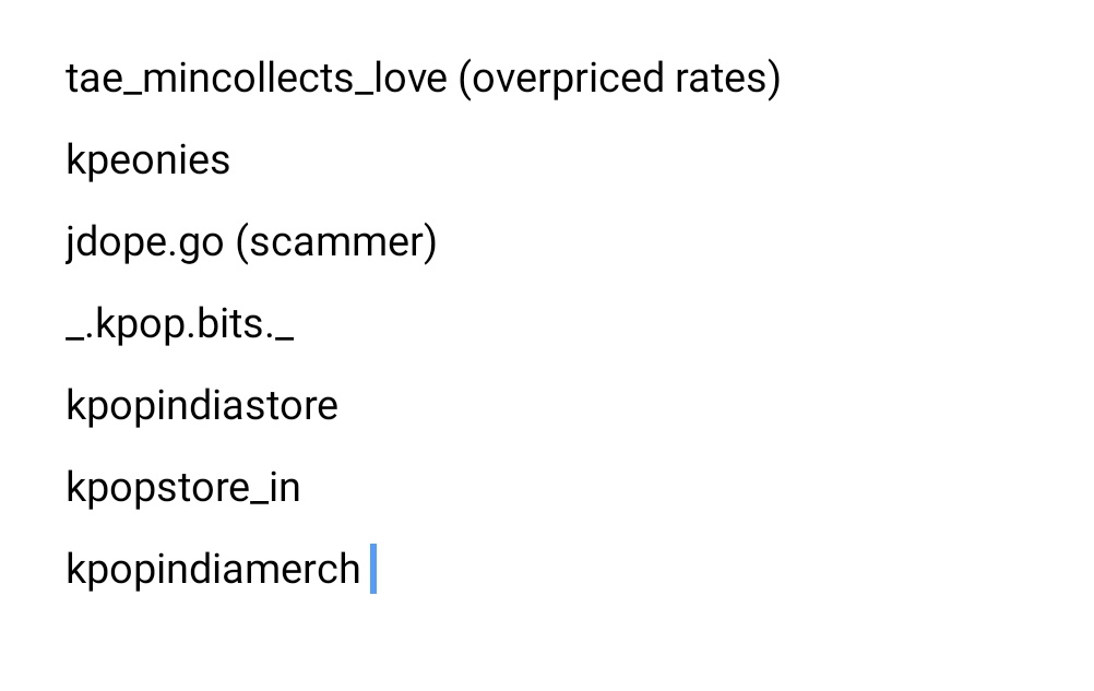 taeveeee's tweet photo. please DO NOT buy anything from these instagram stores! (india based) 
some of them are scammers, have overpriced products and take over an year to ship, do not give them chances and do not consider them

please share this as much as possible to prevent scams https://t.co/bXY5KKnm5M