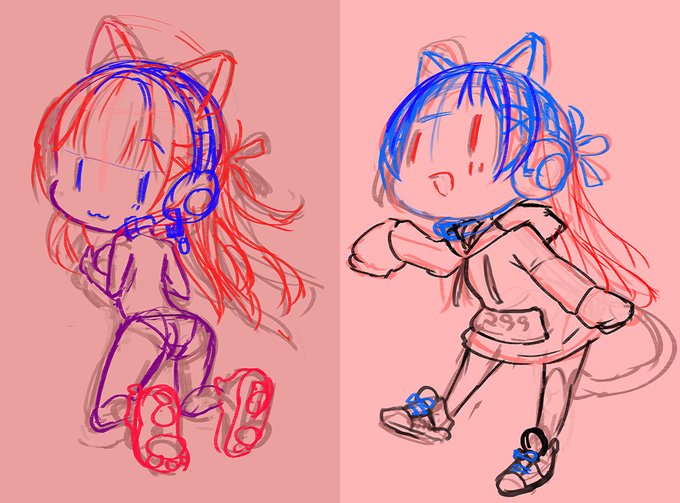 SD描きちゅーこねこね🐾😺 #おなほ絵 