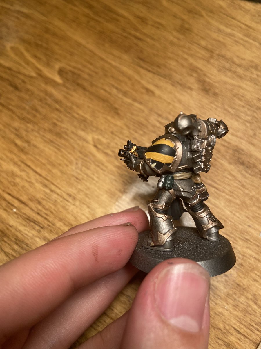 MoarSilverware's tweet photo. First new mini painted for my Iron Warriors Warband! #Ironwithin #Ironwithout #painting #WH40k #miniaturepainting https://t.co/ZNLkQjWJKM