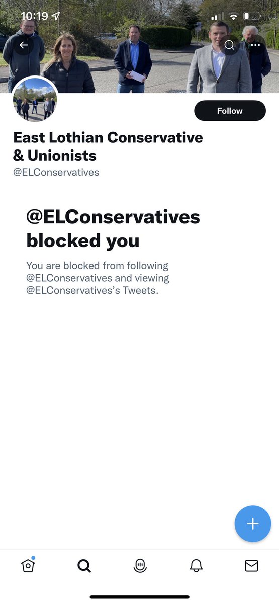 It seems <a href="/ELConservatives/">East Lothian Conservative & Unionists</a> have blocked North Berwick News &amp; Views here on Twitter. How do they expect to engage with the area they wish to represent when they block community pages. This is shocking and another reason why the tories don’t deserve your vote today #DontVoteTory