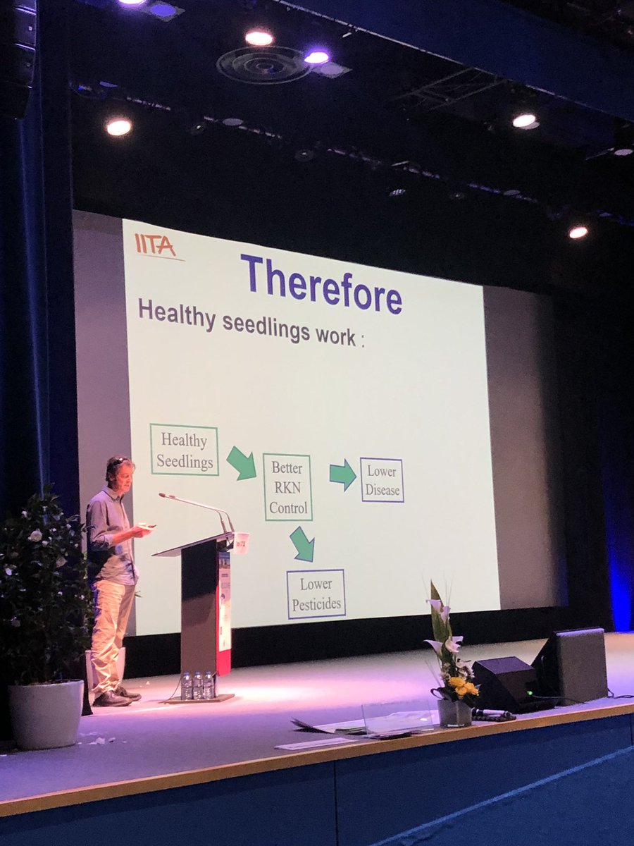 Healthy seedling works, but are they affordable for farmers? What if the soil is already heavily infected? Nice talk by Danny Coyne, Bridging the vegetable IPM GAP in Africa <a href="/IITA_CGIAR/">IITA</a> #Kenya #Africa #ICN2022 Antibes France