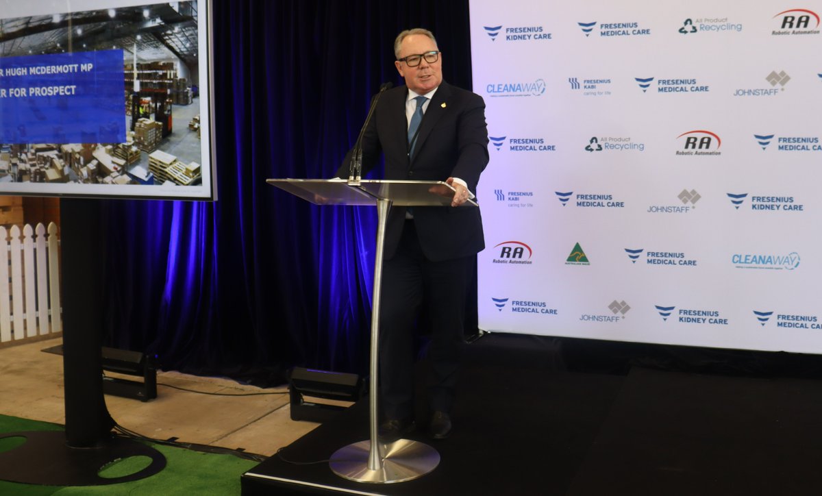 hugh_mcdermott's tweet photo. It was great to attend and officially open @FMC_AG new MedTech manufacturing plant in Smithfield. This site will manufacture products which will improve the renal health of people in our community. Congratulations on a successful launch.#golocalfirst #westernsydney https://t.co/uUktnWil4e