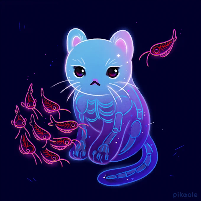 Glass cat and fish 