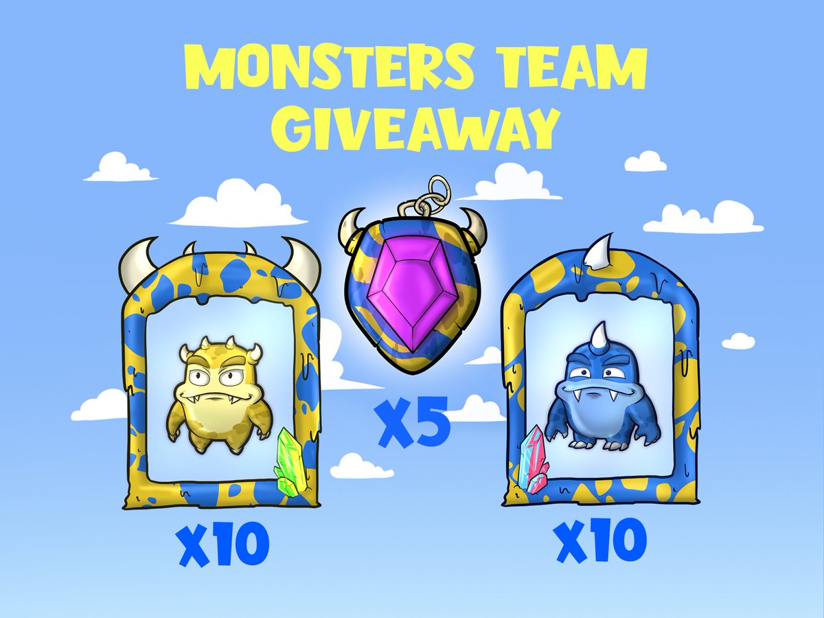 Hello!  

We'd like to introduce you to our giveaway, where everyone has a chance to win a Mascot Razera, Dungeon Warriors promo monster, Guardians of Heaven promo monster.  🎁 🎁 🎁 
✅  Link to Gleam: givelab.com/monsters-team-…

#monstersteam #NFTGiveaways #WAX #NFTdrops #NFTGame