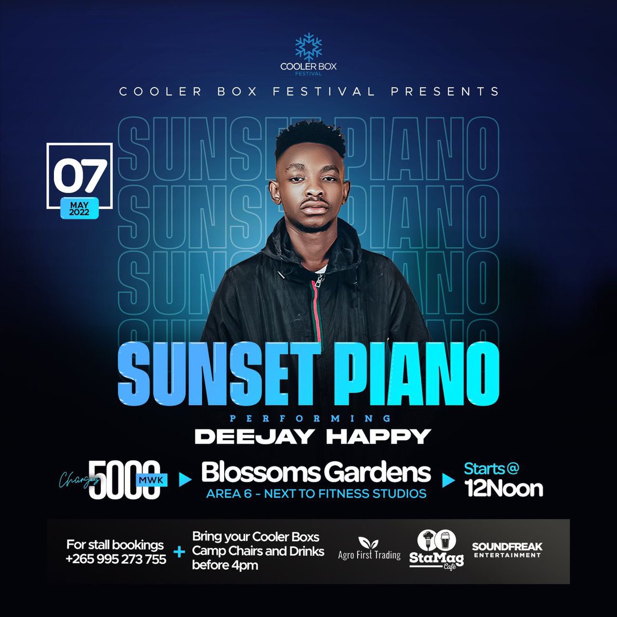 Sunset Piano is happening this saturday with KayGee The Vibe🇿🇦

*"BRING YOUR OWN DRINKS AND YOUR COOLERBOXES BY 16:00(04PM), FOOD STALLS, CASH BAR, 360 PHOTO-BOOTH AND SHISHA ALL AVAILABLE.*