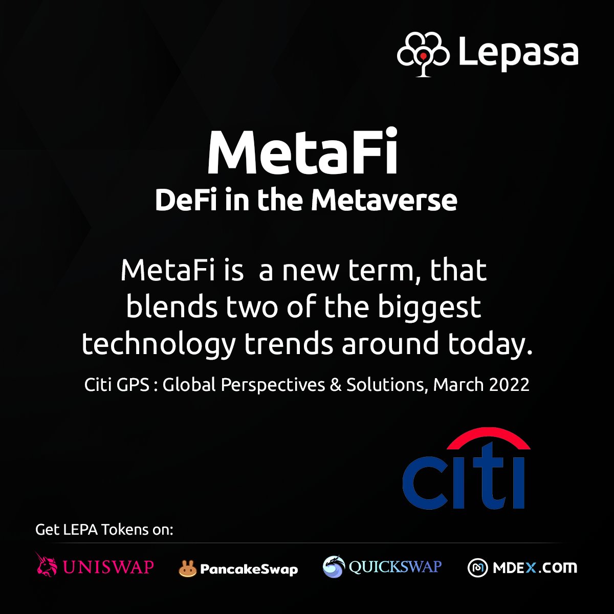 Lepasaorg's tweet photo. MetaFi is a new term, that blends two of the biggest technology trends around today. 

Get #Lepasa #NFTs on #Opensea :

👉 https://t.co/sW5h0BqeWj

#VirtuallyReal #NotJustJPEGs #MetaverseNFT #LepasaNFT https://t.co/584eONJbCJ