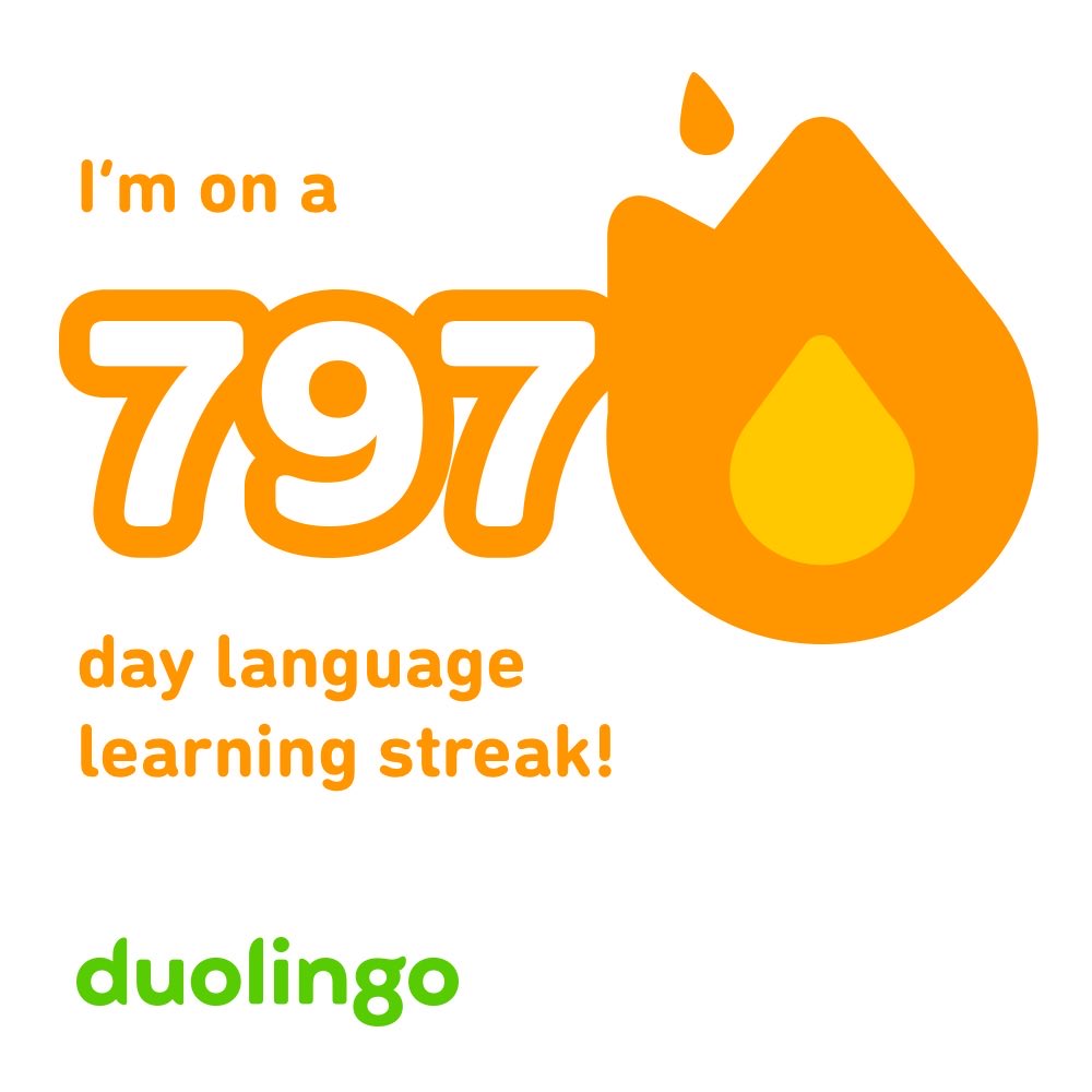 TalentShaker's tweet photo. I’m on a 797 day streak learning Spanish on Duolingo! Join me? https://t.co/tpVhn6s6S4 https://t.co/XlYEhX3bfk