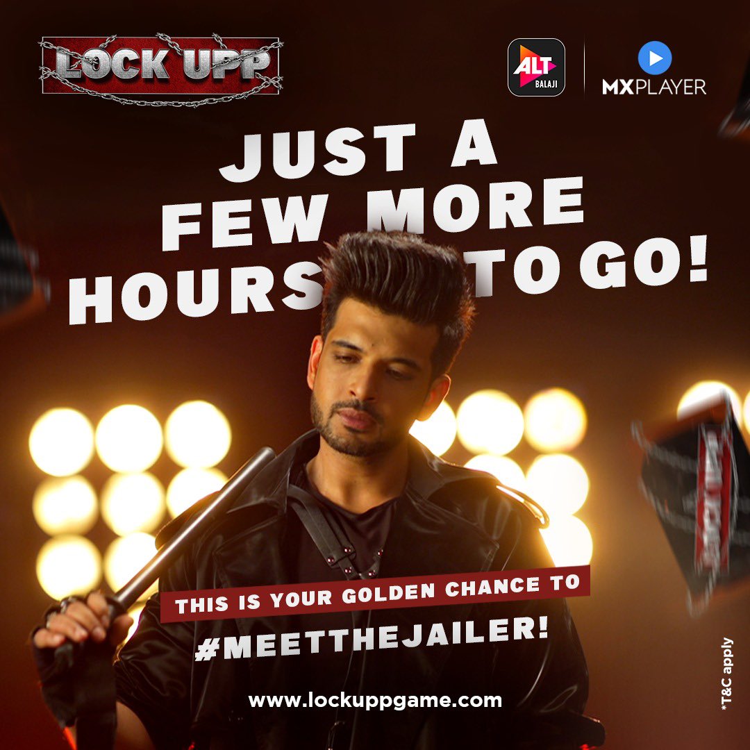 LockuppGame's tweet photo. These last few hours will decide which one of you will get the chance to #MeetTheJailer #KaranKundrra 

All you have to do is play #LockUpp Metaverse Game the longest.
Head to https://t.co/SCsHkfy7Tg

T&amp;C- https://t.co/0ubeuDnWnD https://t.co/WAfNDdcd0k