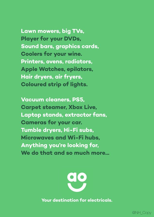 JackGoodwin's tweet photo. The @OneMinuteBriefs #OMBSTATS
| @AO #DestinationForElectricals brief🔌|
799 mentions🗣️
200+ submissions🎨
400+ retweets 🫂
Most engaged entries @NH_Copy @ZedTrafficker @1AndrewMitchell 💌
Top Retweeters @HannahHaworth15 @Irishpunman @florapuella 🫶
🇦🇪🇧🇩🇨🇭🇩🇪🇬🇧🇮🇳🇮🇪🇰🇪🇳🇵🇹🇼🇺🇸🇿🇦 https://t.co/GY0nSqZTmF
