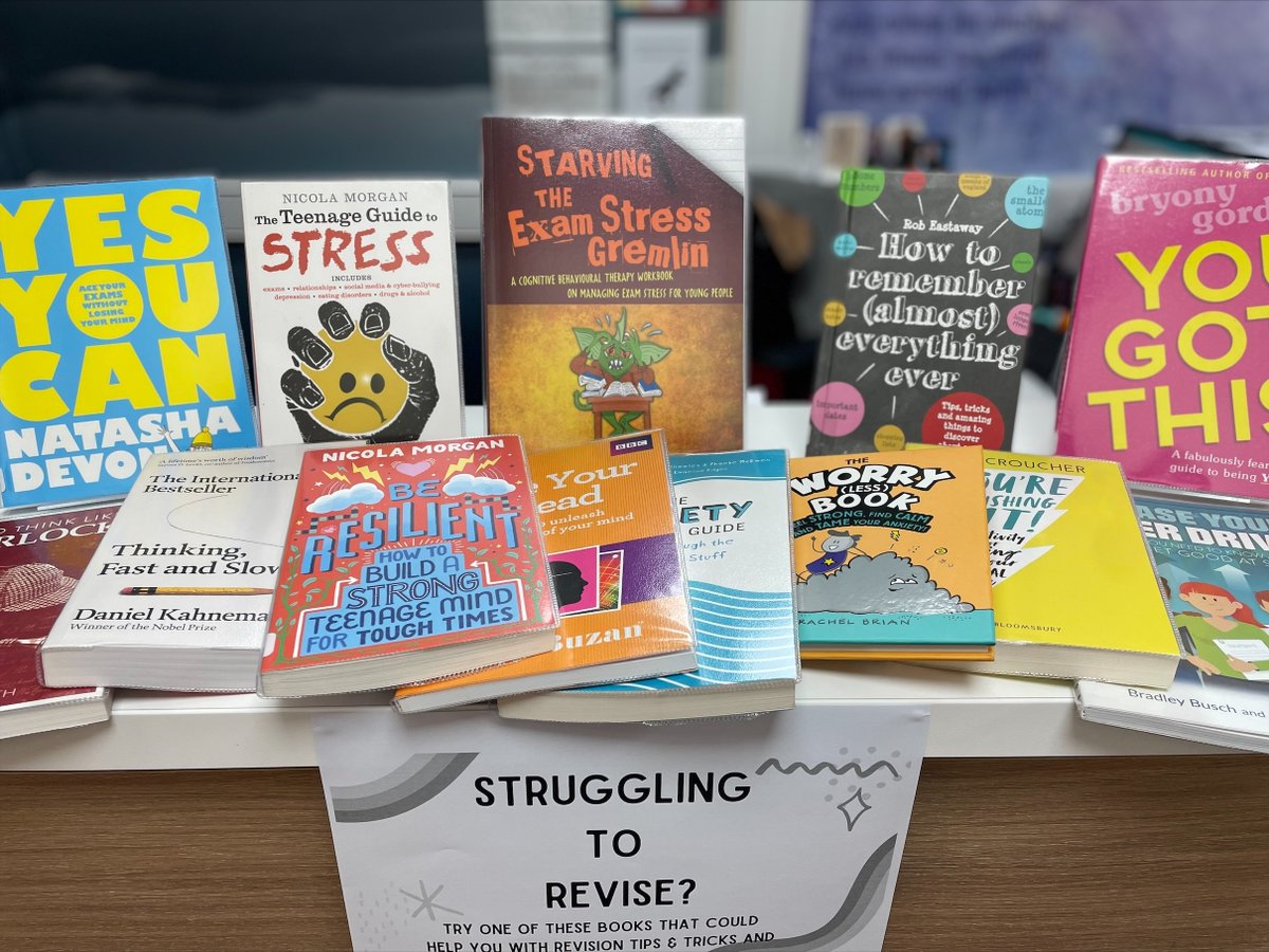 Year 11...are you struggling to revise? Feeling stressed or worried about your GCSEs? 
In the Library, we have a selection of books on display ready to help you memorise those key quotes, become zen, and beat that exam stress!