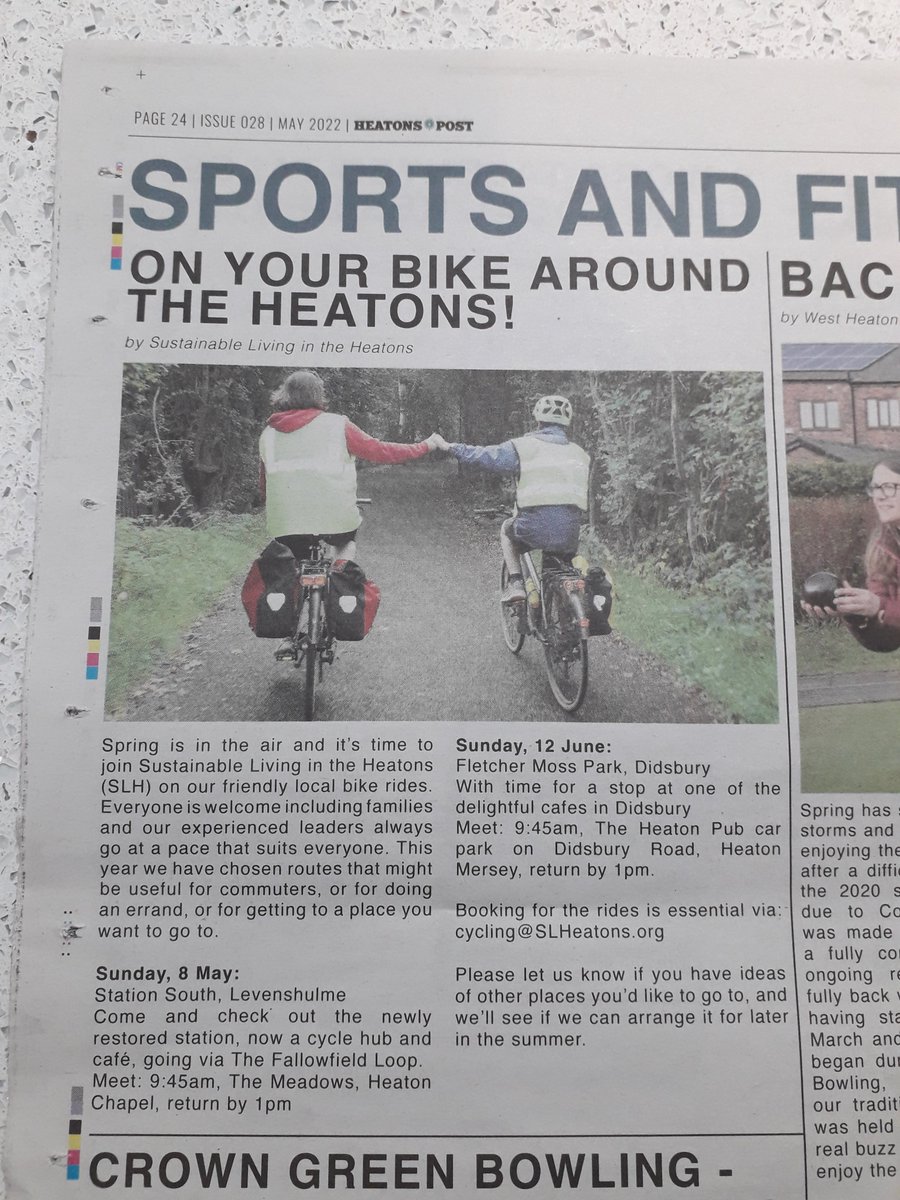 Huge thanks to @HeatonsPost for the article about our next bike rides.  The impact is immediate with more people signing up. Spaces are still available to pedal to coffee &amp; cake @stationsouth this Sunday. Drop an email to cycling@slheatons.org to reserve your space.
