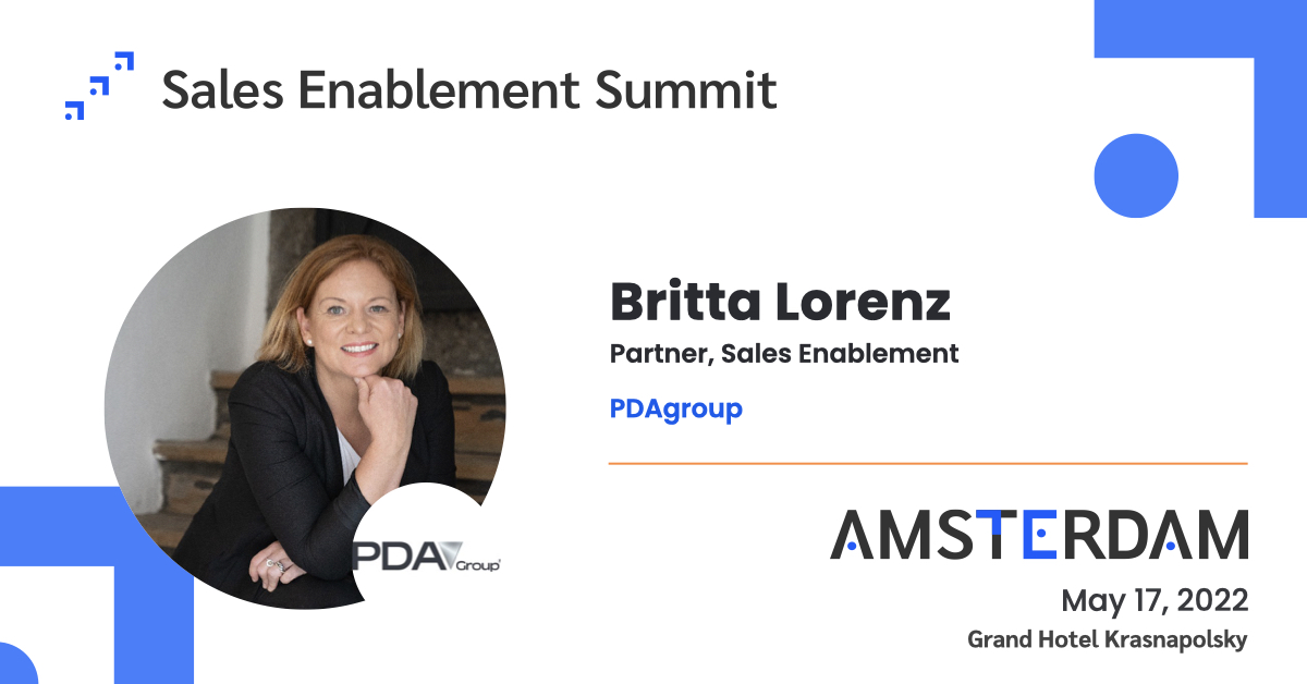 ✨ Exciting news ✨

<a href="/Britta_Lorenz/">Britta Lorenz</a>  Lorenz is going to be chairing the Sales Enablement Summit on May 17 run by Sales Enablement Collective, live in Amsterdam!

#salesenablement #networking #Amsterdam