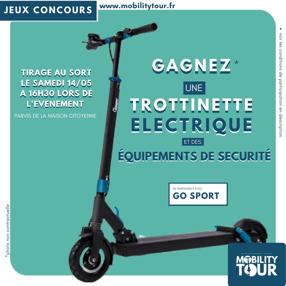 Pour participer à notre jeu concours en partenariat avec <a href="/gosportfrance/">GO Sport France</a> : rendez-vous au Mobility Tour. A l’accueil, il vous sera donné un bulletin d’inscription.
Nous procéderons à un tirage au sort parmi les bulletins récoltés.
Bonne chance !🍀

#mobilitytour #bordeaux #VR