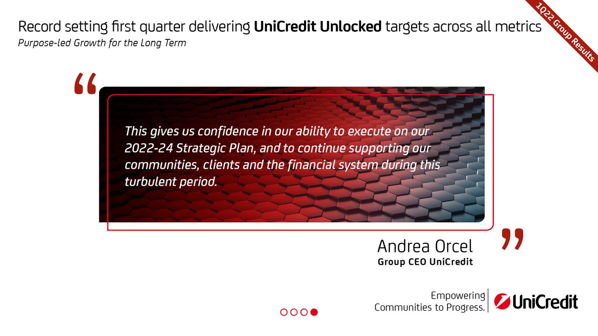💬#UniCredit delivered another excellent quarter of high quality financial #results across all our businesses, setting records across a number of key metrics. 

🗣️ A. Orcel - Group CEO 

🗓️ 10am 
🎙️ Audio Webcast: unicreditgroup.eu/en/investors/f…