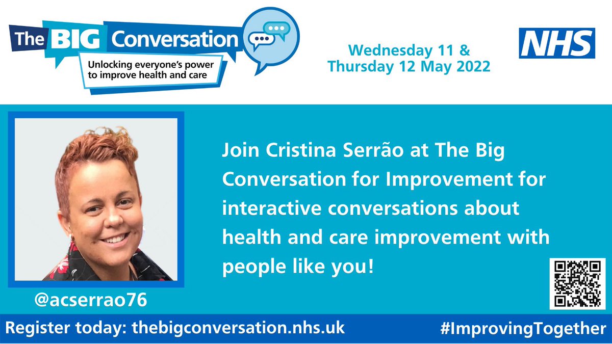 The Big Conversation 11-12 May ALL WELCOME #Patient #ServiceUser #LivedExperience #PatientLeader #PatientAdvocate #LXP #LEP #PPV #PeerWorker #PeerCoach #PeerMentor in #MentalHealth or in #CCG or #PPG YOU ARE ALL WELCOME don’t miss out sign up thebigconversation.nhs.uk