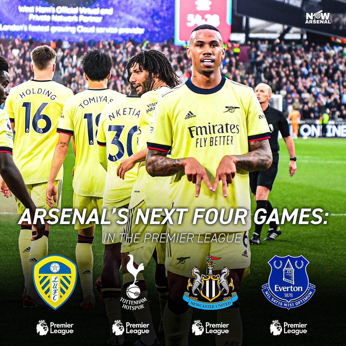 now_arsenaI's tweet photo. Arsenal’s last four fixtures of the season…

How many points do you think Mikel Arteta’s men will get?🤔 #afc https://t.co/BBrbXOGpID