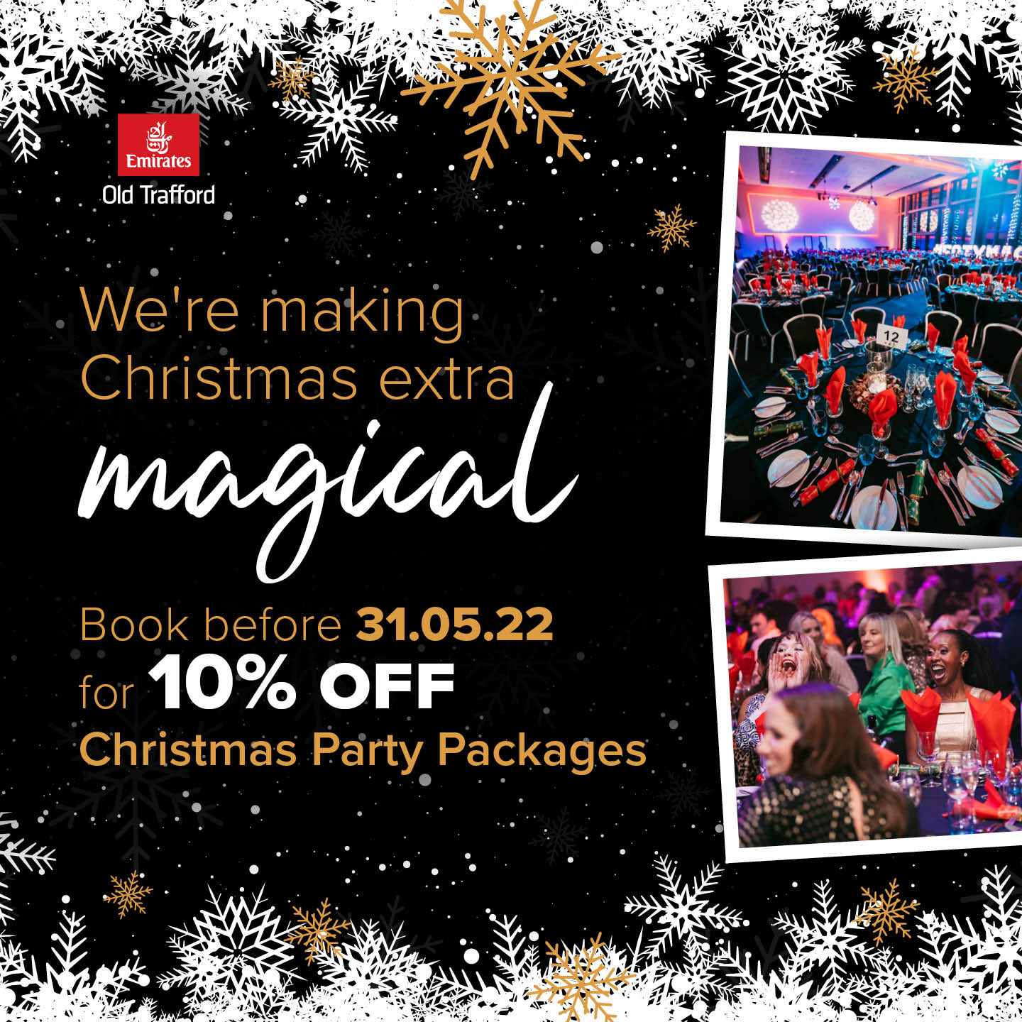 The New Hollywood 2022 Christmas Party Emirates Old Trafford On Twitter: "Book Your Christmas Party Before The End  Of May And Get A 10% Discount! We're Also Offering 20% Off Hotel Stays Our  On-Site @Hgimanchester For Anyone Who