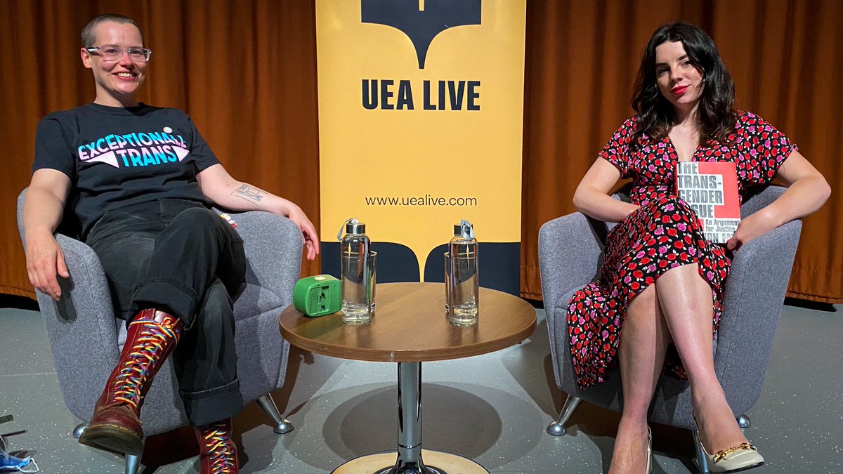UEALitFest's tweet photo. What. A. Night. Thank you so much to Shon Faye who spoke to us so powerfully about the issues that really matter to trans people. And thank you to our wonderful audience! #thetransgenderissue #cityofstories #uealive https://t.co/9KlxDq5uEU