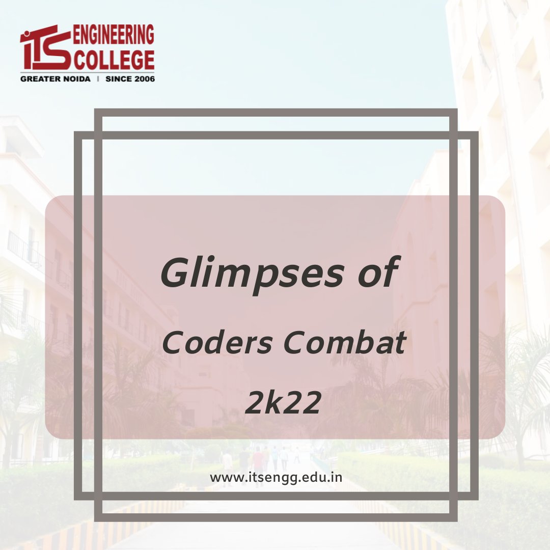ITSEngggn's tweet image. Avant-Garde Society of Computer Science & Engineering, ITS Engineering College organized an Inter Institute Coding Competition “CODERS COMBAT 2K22” on 22nd April 2022 for BTech all branches.
#codify #coding #programming #code #btech #competition #itsengg #itsengggn #avantgarde