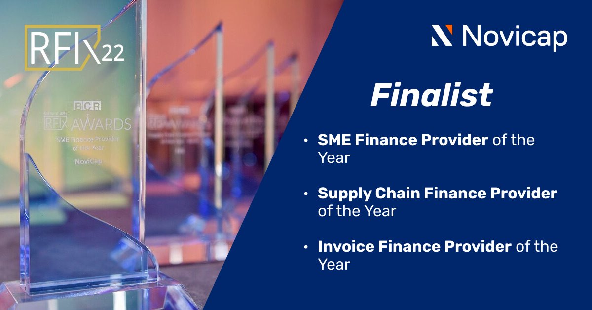 Novicap's tweet photo. ¡Novicap nominada a 3 categorías de los reconocidos premios #RFIx, organizados por @BCR_TRFNews!

El próximo 26/05, Novicap optará a los premios de Mejor proveedor financiero para pymes, Mejor proveedor de SCF y Mejor proveedor de financiación de facturas 🏆

#rfixawards22 https://t.co/CAVHFP0wSt