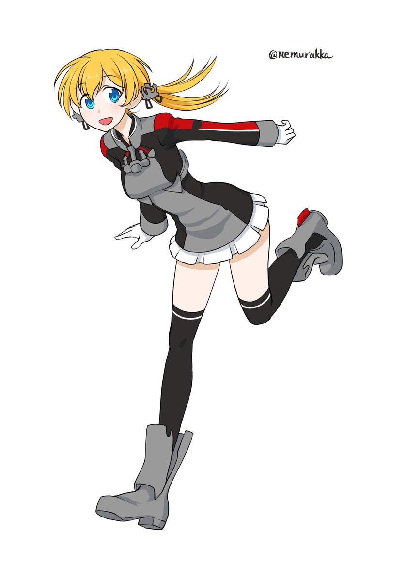 prinz eugen (kancolle) 1girl solo blonde hair skirt thighhighs twintails military uniform  illustration images