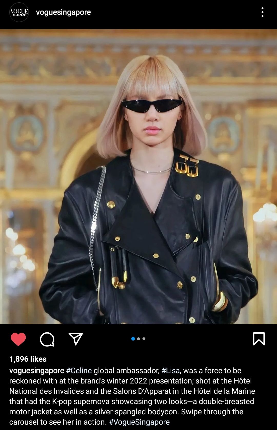 LISANATIONS on X: [IG] 220505 - voguesingapore IG update with Lisa: Celine  global ambassador, #Lisa, was a force to be reckoned with at the brand's  winter 2022 presentation 🔗  LISA X