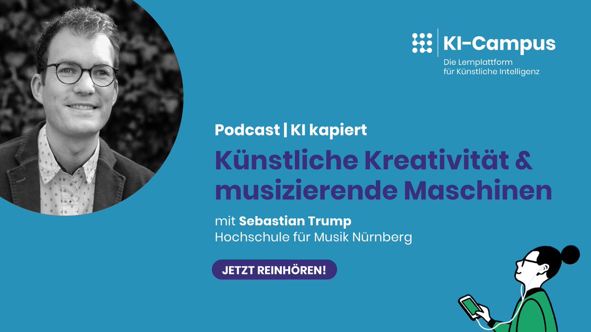 Wird die #Musik durch #KI kreativer? 🤖🎶

Darüber spricht @stefangoellner in unserem Podcast #KIkapiert mit Sebastian Trump (<a href="/bastustrump/">Bastus Trump</a>) von der Hochschule für Musik Nürnberg.

Jetzt reinhören!
➡ki-kapiert.podigee.io/8-folge-7

#KICampus #TwitterCampus #Kreativität #DigitaleBildung