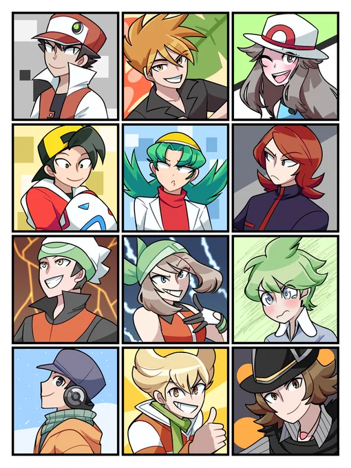 [pkmn / #Pokemon] Finished up the first set of requests! This set is made up of the protagonists and rivals.
(Alt text for list of characters in image!) 