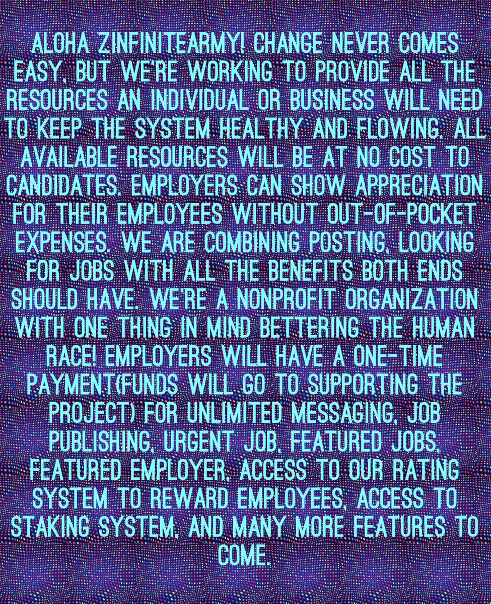 Aloha ZinfiniteArmy! Spread the Word! Spread the Change! Our Staking System will be the next active feature coming to Z♾. Join Us as we evolve with features! (Must have an account with us to use Staking services)
#XRP #XRPLcommunity #XRPLedger #Xumm #JobPortal #Job #jobposting