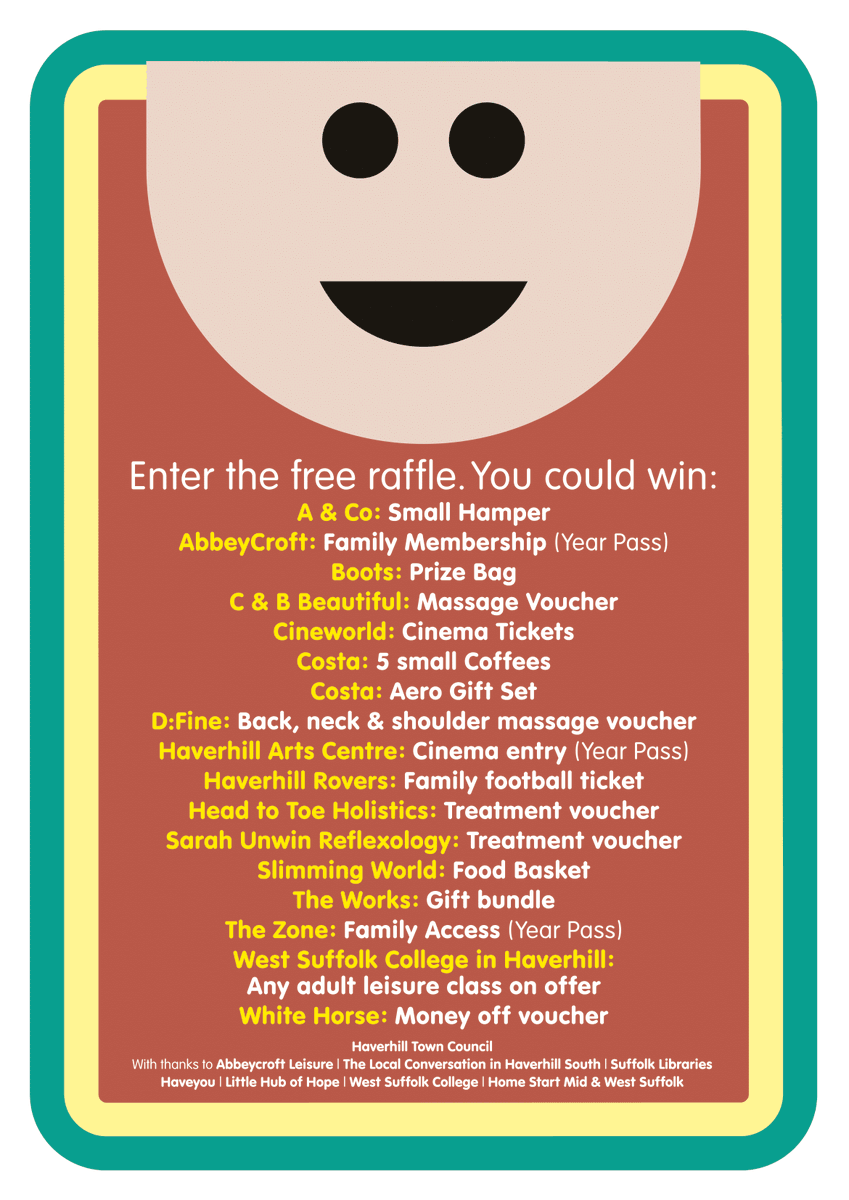 This Saturday, Keep Haverhill Happy will bring together local people and organisations that support mental health and wellbeing. 
To find out more about Keep Haverhill Happy, please contact keephaverhillhappy@haverhill-tc.gov.uk.
<a href="/HaverhillToCo/">Haverhill Town Council</a> @AC_Leisure