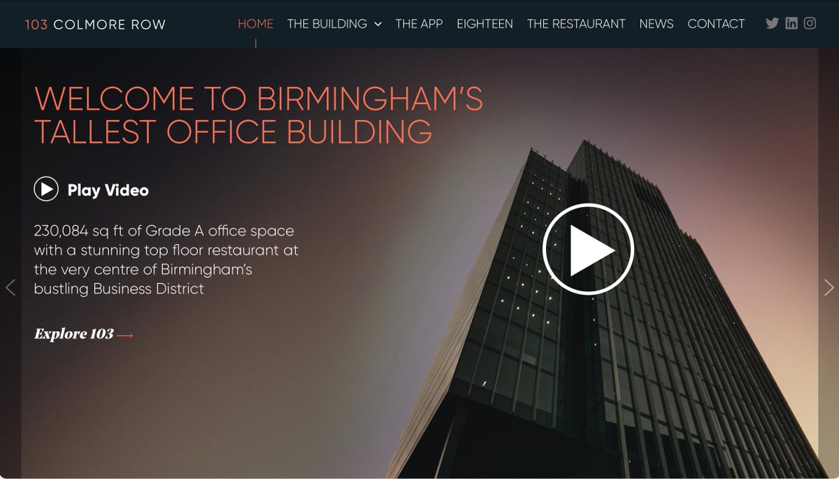 The new 103 Colmore Row website in now LIVE! 

Packed full of information, including current availability, tenants, on-site amenities, news and features, you’ll find everything you need to know about #Birmingham’s best and tallest office building.

103colmorerow.com