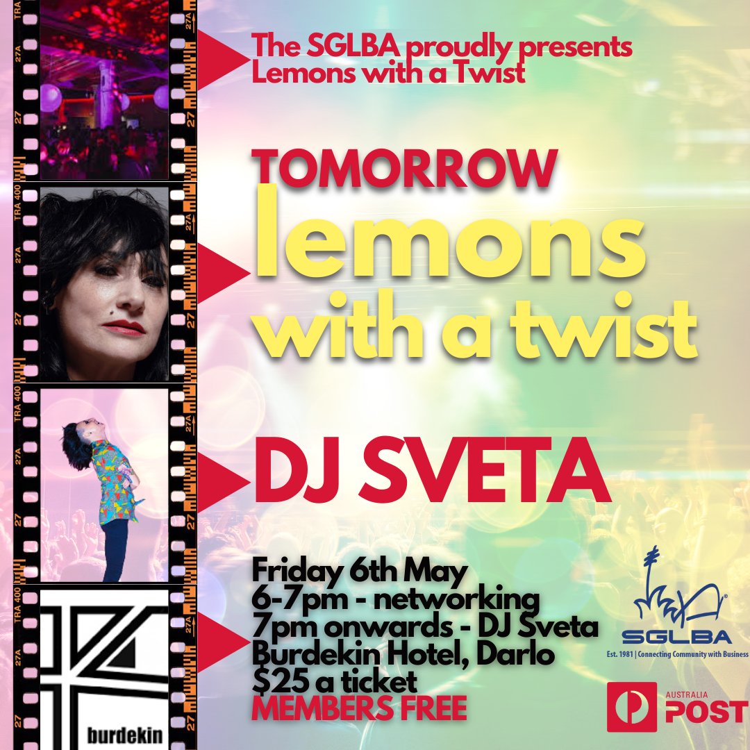 TOMORROW NIGHT -LEMONS w/ a TWIST- Don't forget Lemons tomorrow night at the Burdekin from 6pm. @DJSveta is all set for a fun night. Members get in for free, plus receive a free drink, visitors $25. Tickets at the door. Tickets go to: bit.ly/38xUT7k